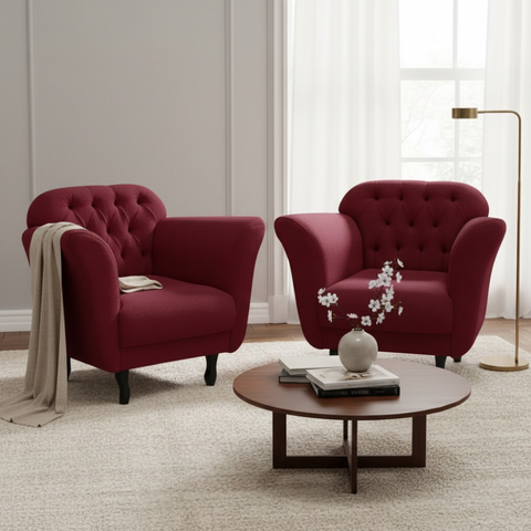 Kit 2 Poltronas Decorativa Dália Suede Marsala Pés Madeira Mz Decor