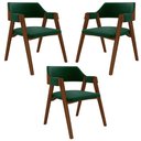 Ver imagem 1 de Kit 3 Cadeiras Sala de Jantar e Jogos Carteados Madeira Maciça Poker Veludo Verde/imbuia G42 - Gran