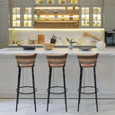 Ver imagem 6 de Kit 3 Banquetas 80cm para Balcão Ilha Bancada Área Gourmet Encosto em Junco Banco Itagold