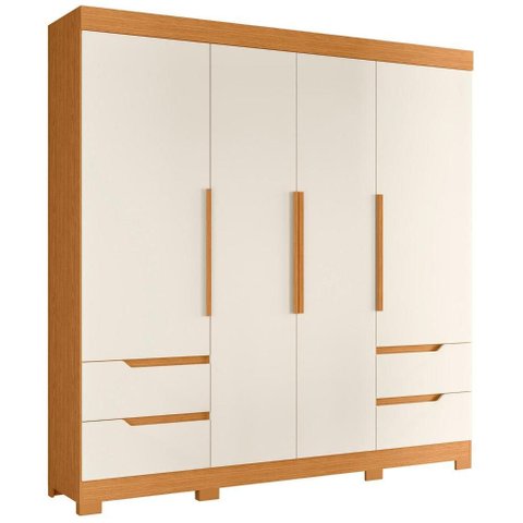 Guarda Roupa Casal Vivacce 4 Portas e 4 Gavetas Cinamomo/off White - Móveis Albatroz