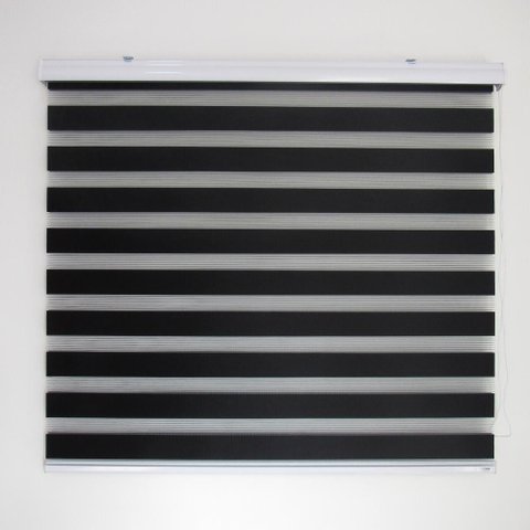 Persiana Rolo Double Vision Zebra 220larg x 220alt Preta com bando - Sala/ Escritório/Quarto/Sacada