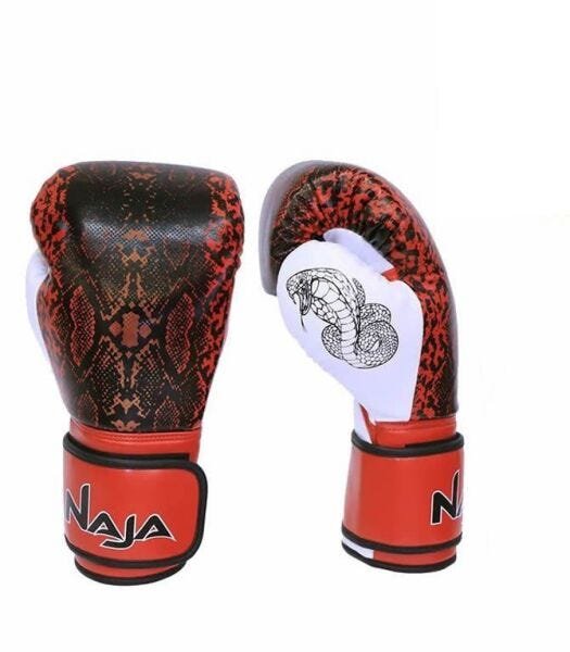 Luva Boxe Muay Thai Animal Print Cobra Vermelha Naja - 16oz - 2