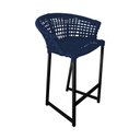 Ver imagem 2 de Kit 2 Banquetas Reis em Corda Náutica e Base em Alumínio Preta para Área Gourmet Azul Marinho