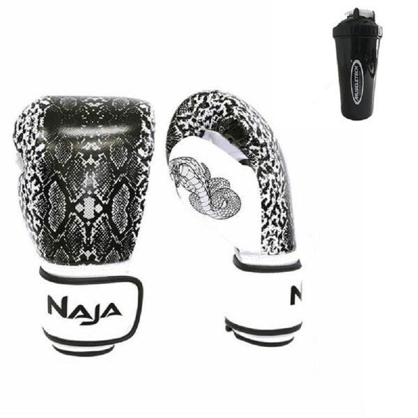 Luva Boxe Muay Thai Animal Print Cobra Perola Naja + Coqueteleira - 12oz - 1