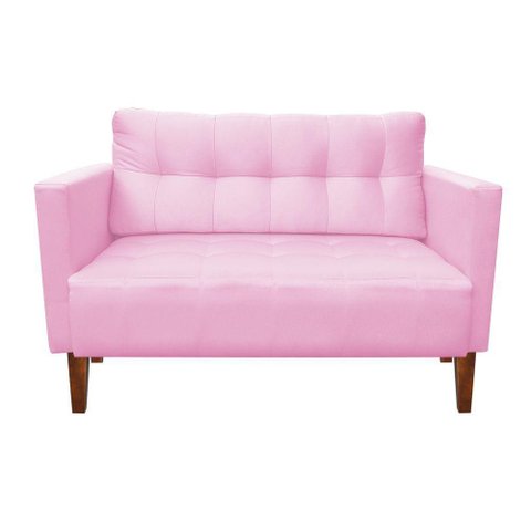 Sofá Retrô Namoradeira 2l Livia Suede Rosa Bebê