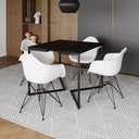 Ver imagem 1 de Mesa Industrial Jantar Quadrada Preta 90cm Base V com 4 Poltronas Brancas Eames Eiffel Ferro Preto