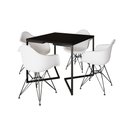 Ver imagem 2 de Mesa Industrial Jantar Quadrada Preta 90cm Base V com 4 Poltronas Brancas Eames Eiffel Ferro Preto
