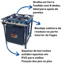 Ver imagem 4 de Fogão Industrial 4 Bocas 4QS Baixa Pressão com Forno 90L de Piso