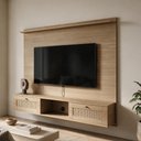 Ver imagem 4 de Painel para TV 72 pol com Bancada Suspensa 160m 2 Portas 3D Tessaro A05 Carvalho - Lyam Decor