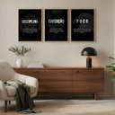 Ver imagem 3 de Kit 3 Quadros Motivacionais Preto e Branco com Moldura:castanho