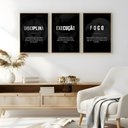 Ver imagem 1 de Kit 3 Quadros Motivacionais Preto e Branco com Moldura:castanho