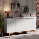 Ver imagem 2 de Aparador Buffet Flow 4 Portas Pés Madeira Maciça 163cm Ej Móveis