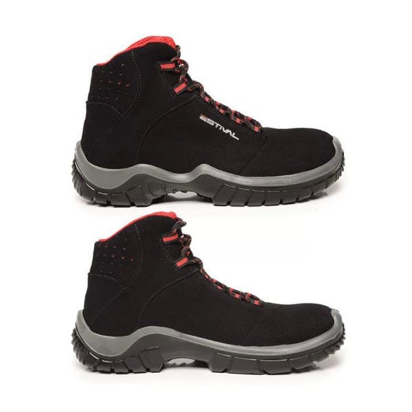 Bota De Segurança Estival Microfibra Preto E Vermelho En10071s2 CA 28.543 - 39 - 3