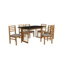 Ver imagem 2 de Conjunto Sala de Jantar Elisa em Madeira Maciça 6 Cadeiras Boucle Cinza