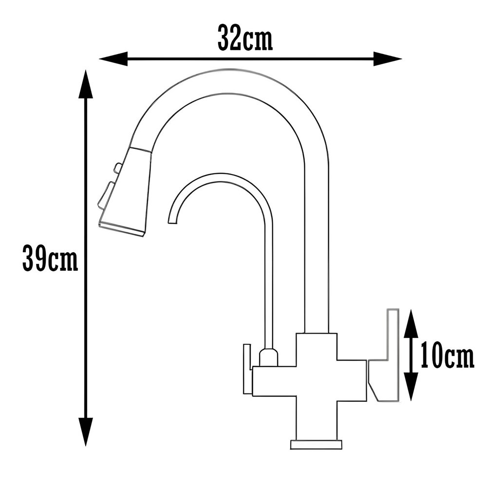 Torneira de Cozinha Gourmet Suporte de Filtro Extensível Misturador Monocomando Água Quente e Fria - 6