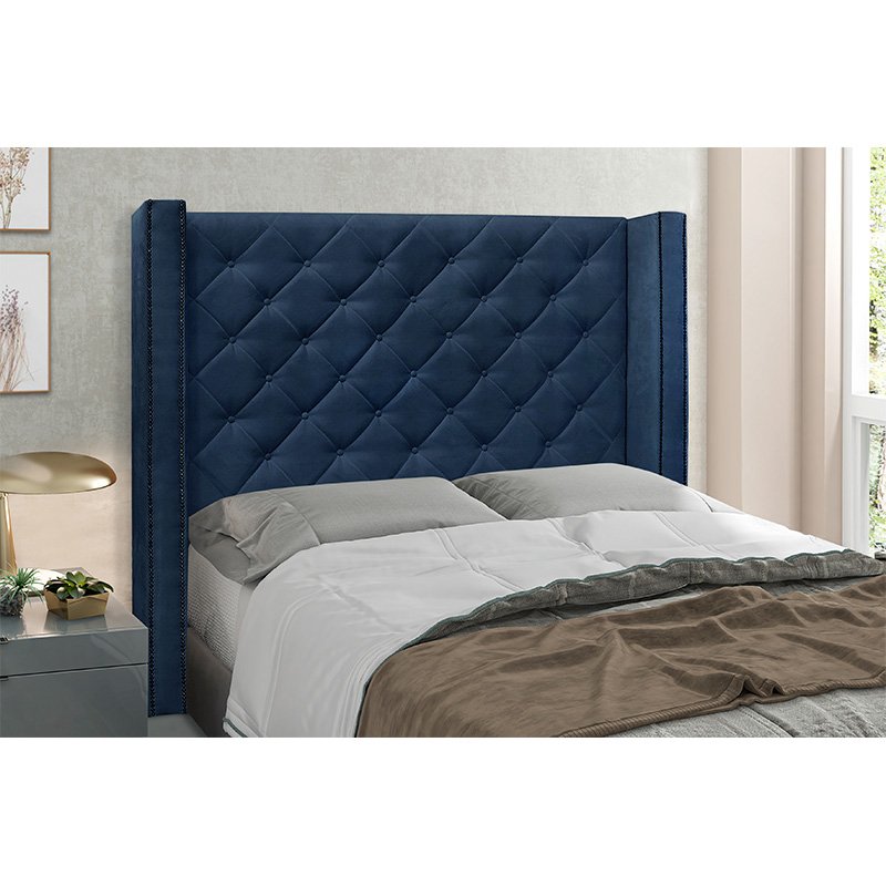 Cabeceira Cama Box Casal 140cm Vicenza Suede Azul Marinho - Sheep Estofados - 2