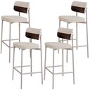 Ver imagem 1 de Kit 04 Banquetas Alta Bar Cozinha Sala de Jantar Aço Branco Kaira C01 Linho Palha Courino Café - Lya