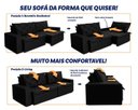Ver imagem 5 de Sofá Cama Retrátil Reclinável 2,70m Bangkok Suede Velut Preto Molas no Assento - King House
