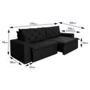 Ver imagem 3 de Sofá Cama Retrátil Reclinável 2,70m Bangkok Suede Velut Preto Molas no Assento - King House