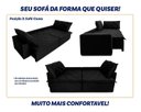 Ver imagem 6 de Sofá Cama Retrátil Reclinável 2,70m Bangkok Suede Velut Preto Molas no Assento - King House
