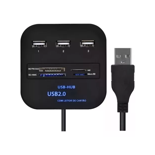 Hub Usb 2.0 com Leitor de Cartão Mst-008 Tomate - 2