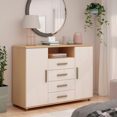 Comoda Sapateira Berlim 2 Portas 4 Gavetas Freijo/ Off White