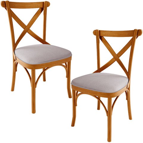 Kit 02 Cadeiras Para Sala de Jantar e Estar Living Estofada Ávila L02 Linho Bege - Lyam Lyam Decor