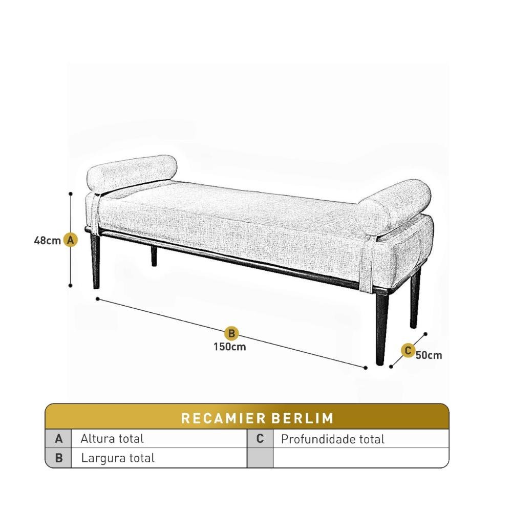 Recamier Banco Berlim Luxo Madeira Maciça Castellar Móbile Corino Caramelo - 3