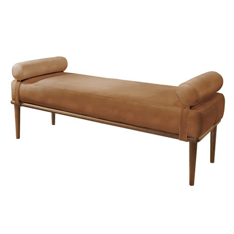 Recamier Banco Berlim Luxo Madeira Maciça Castellar Móbile Corino Caramelo