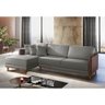 Sofá Vega com Chaise 5 Lugares Zarat Veludo Cinza Grafite 2,20m - 5