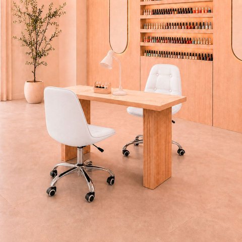 Kit 2 Cadeiras Office Botonê Giratória Ergonômica para Escritório Branco