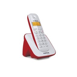 Aparelho Telefone Fixo sem Fio Digital Branco Vermelho Bina - 3