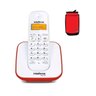 Aparelho Telefone Fixo sem Fio Digital Branco Vermelho Bina - 1