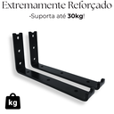 Ver imagem 6 de 8 Suportes para Prateleira Suspensa de Parede 20cm Design em L Estilo Modernoi Embutido Preto