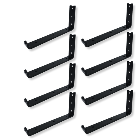 8 Suportes para Prateleira Suspensa de Parede 20cm Design em L Estilo Modernoi Embutido Preto