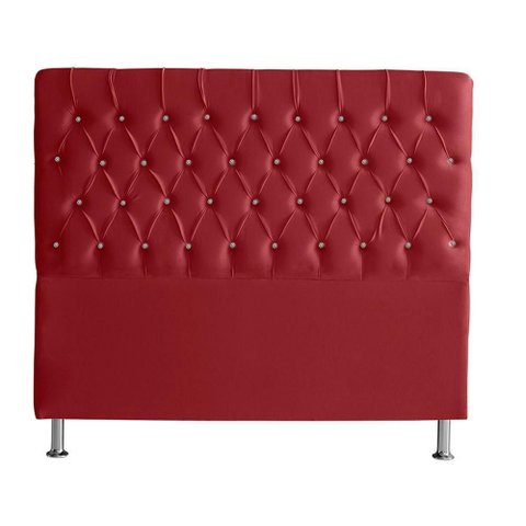 Cabeceira de Cama Box Bella Casal 140 Cm Suede Botão Cristal Vermelho Eli Móveis e Decoração