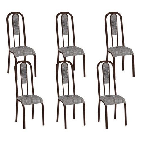 Kit 6 Cadeiras Madri Corino Paraopeba Tubo Marrom Cafe
