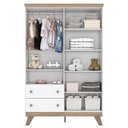 Ver imagem 3 de Guarda Roupa Infantil Confete 4 Portas e 2 Gavetas Branco/Jequitibá - Móveis Henn