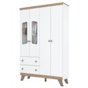 Ver imagem 1 de Guarda Roupa Infantil Confete 4 Portas e 2 Gavetas Branco/Jequitibá - Móveis Henn