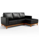 Ver imagem 2 de Sofá 3 Lugares 200cm Living com Chaise Direito Sala de Estar Kayrós D05 Sintético Preto - Mpozenato