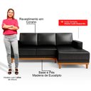 Ver imagem 5 de Sofá 3 Lugares 200cm Living com Chaise Direito Sala de Estar Kayrós D05 Sintético Preto - Mpozenato