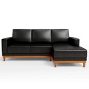 Ver mais imagens de Sofá 3 Lugares 200cm Living com Chaise Direito Sala de Estar Kayrós D05 Sintético Preto - Mpozenato