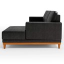 Ver imagem 6 de Sofá 3 Lugares 200cm Living com Chaise Direito Sala de Estar Kayrós D05 Sintético Preto - Mpozenato