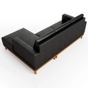 Ver imagem 7 de Sofá 3 Lugares 200cm Living com Chaise Direito Sala de Estar Kayrós D05 Sintético Preto - Mpozenato