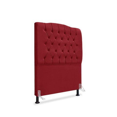 Cabeceira de Cama Box Solteiro 90 Cm Dunas - Veludo Vermelho.