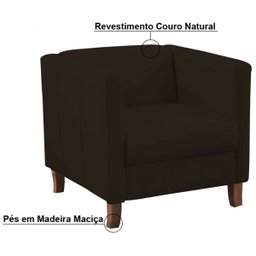 Poltrona Decorativa Ellus Couro Marrom Café - Gran Belo - 2