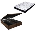 Ver imagem 1 de Cama Box Baú Casal Bi-Partido Green Marrom + Colchão Espuma D33 138x188x17