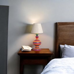 Abajur de Quarto Pequeno Colorido Imperial com Cúpula de Tecido - 2