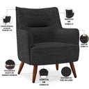 Ver imagem 4 de Poltrona Decorativa Fixa Pés de Madeira Isabella D02 Linho Chumbo C-465 - Lyam Decor