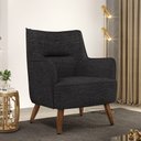 Ver imagem 2 de Poltrona Decorativa Fixa Pés de Madeira Isabella D02 Linho Chumbo C-465 - Lyam Decor